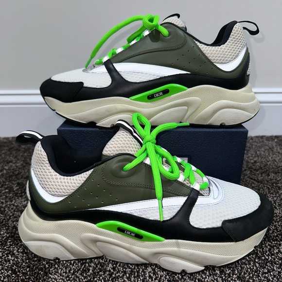 Dior x Kim Jones B22 Olive Green & White Sneakers - Picture 8 of 10